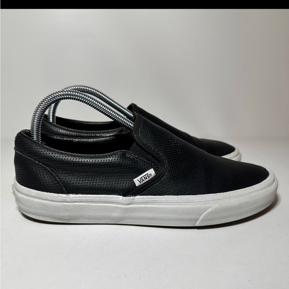 VANS Black Perforate Leather SlipOn skate Shoe 721278 Men 8 Women 9.5 (194 Box23 - Picture 2 of 8